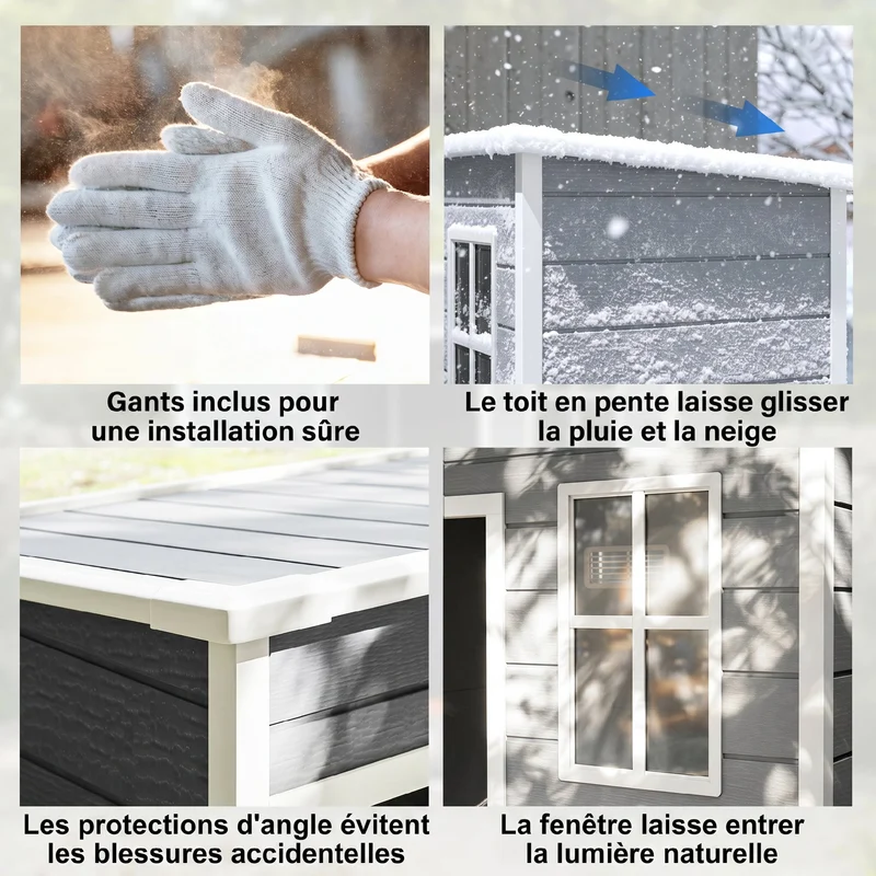 Abri de jardin 151 x 92 x 193 cm porte verrouillable avec ventilation design contemporain extérieur en aluminium gris 21_0004362