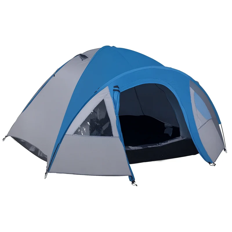 Tente de camping 3 places dôme 300 x 250 x 130 cm montage facile étanche contemporain épuré en polyester bleu marine 21_0006437
