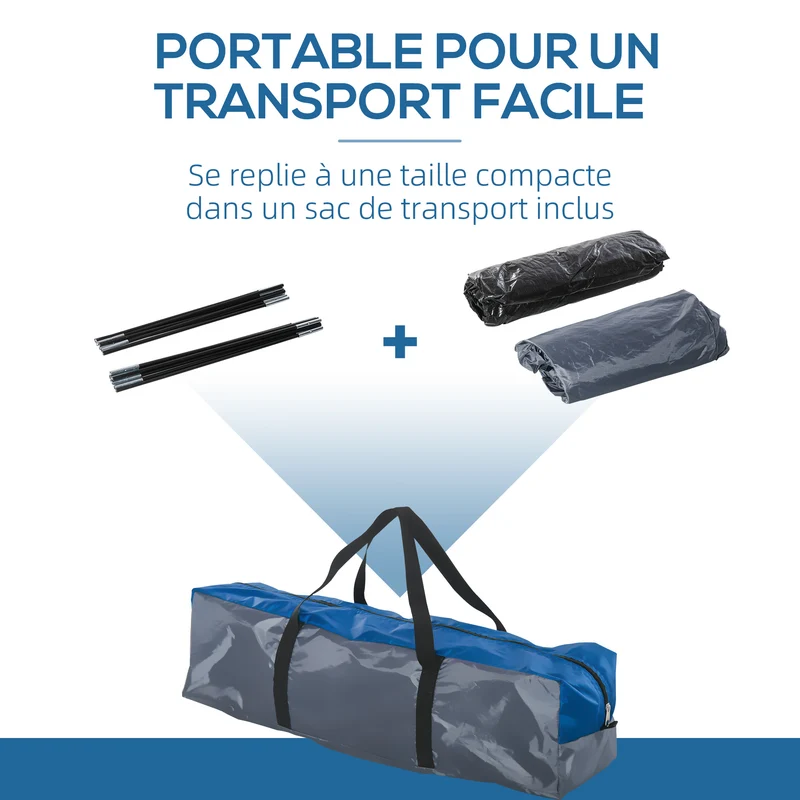 Tente de camping 3 places dôme 300 x 250 x 130 cm montage facile étanche contemporain épuré en polyester bleu marine 21_0006437