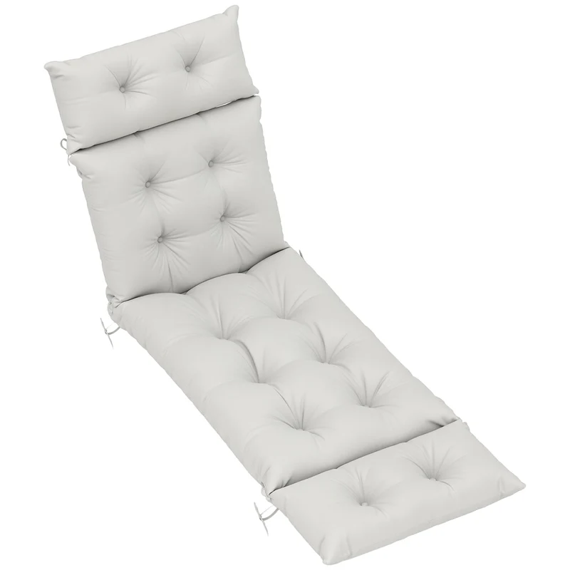 Coussin transat épais 190 x 56 x 10 cm confort rembourré anti uv upf20 contemporain extérieur en polyester gris clair 21_0005289