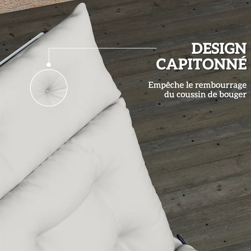 Coussin transat épais 190 x 56 x 10 cm confort rembourré anti uv upf20 contemporain extérieur en polyester gris clair 21_0005289