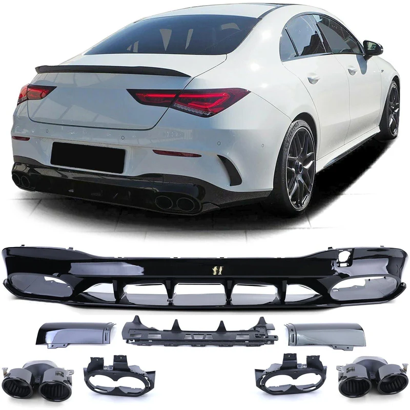 Diffuseur arrière pare-chocs Mercedes CLA C118 AMG noir brillant 2019-2025