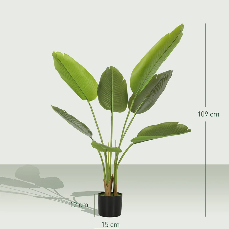 Plante artificielle oiseau de paradis intérieur salon 109 x 15 x 15 cm sans arrosage stable décoratif en plastique vert 21_0001393