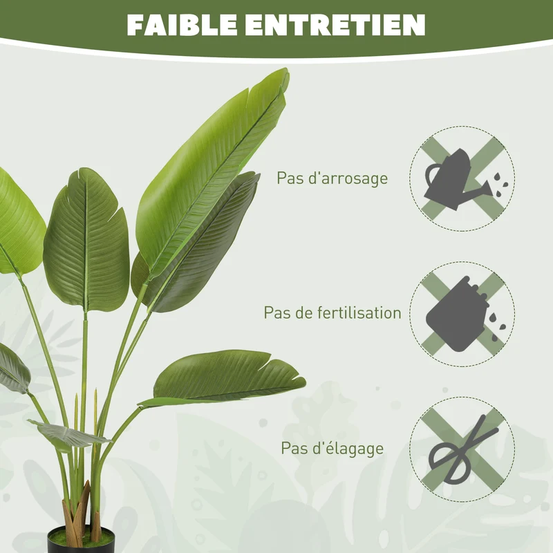 Plante artificielle oiseau de paradis intérieur salon 109 x 15 x 15 cm sans arrosage stable décoratif en plastique vert 21_0001393