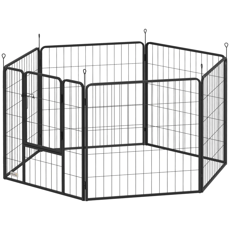 Parc pour chien modulable pliable 160 x 80 x 80 cm avec porte pour chiots et petits chiens style moderne en acier gris 21_0007480