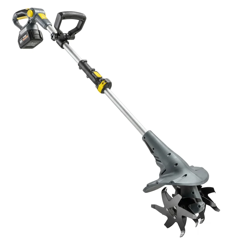Motobineuse électrique sans fil jardin 133 x 22 x 18 cm autonomie 75min lame 20 cm ergonomique moderne en aluminium gris 21_0005676