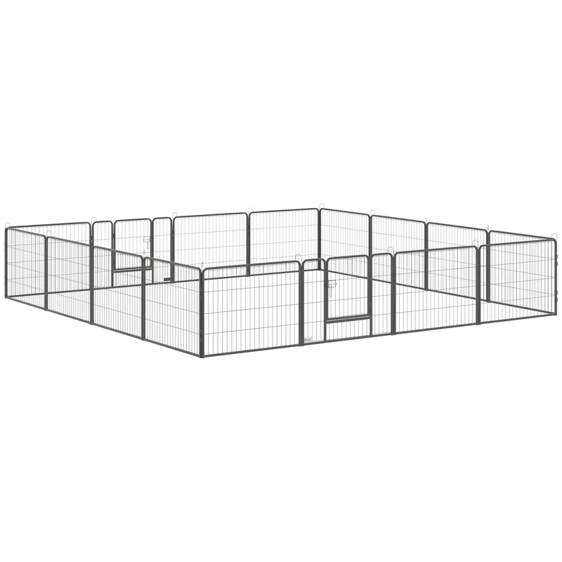 Enclos pour chien modulable intérieur extérieur 80 x 60 x 1,5 cm sécurisé pliable idéal chiots scandinave en acier gris 21_0007444
