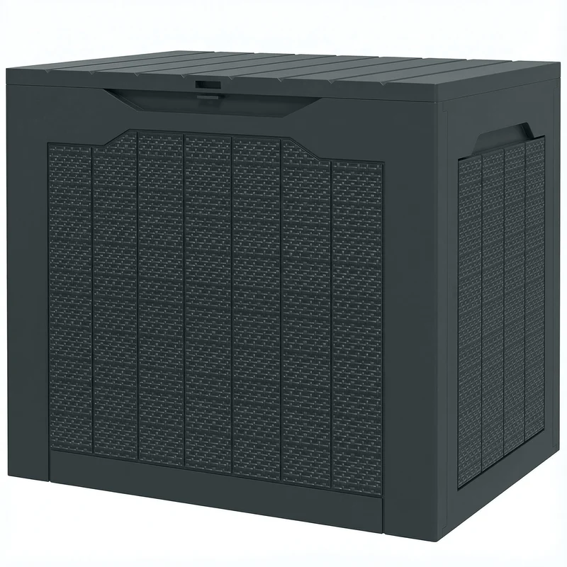 Coffre de rangement extérieur transportable avec poignées 56 x 41 x 50 cm étanche sécurisé moderne en PP gris foncé 21_0005329
