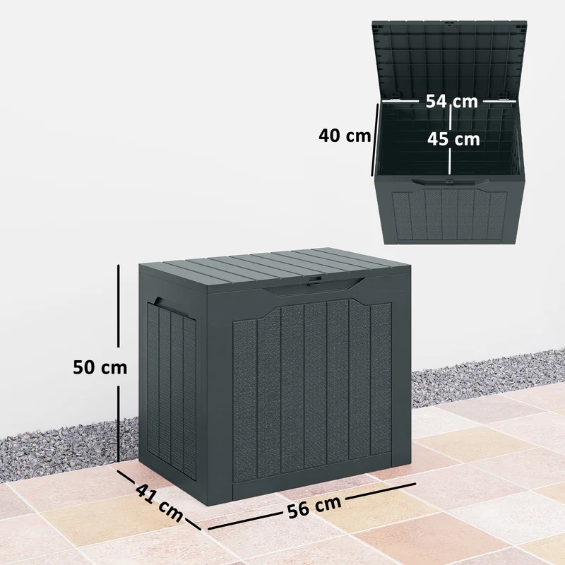 Coffre de rangement extérieur transportable avec poignées 56 x 41 x 50 cm étanche sécurisé moderne en PP gris foncé 21_0005329