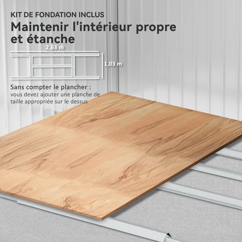 Abri de jardin extérieur 277 x 195 x 192 cm double porte coulissante ventilation optimale moderne en acier gris foncé 21_0004035
