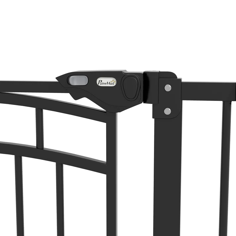 Barrière de sécurité pour chien extensible 74-80 x 76 cm double verrouillage fermeture automatique moderne en acier noir 21_0007453