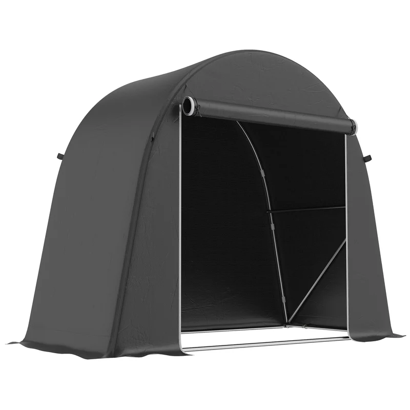Abri de jardin stockage vélo outils 245 x 120 x 200 cm étanche porte fermeture éclair moderne en polyéthylène gris foncé 21_0005627