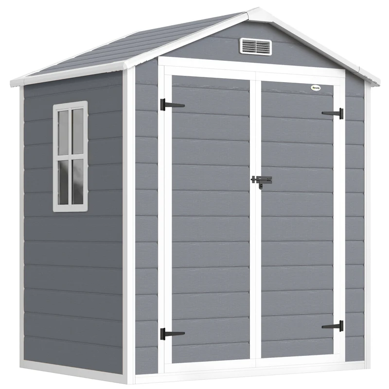 Abri de jardin cabanon rangement pour outils 183 x 134 x 210 cm grande capacité ventilation moderne épuré en PP gris 21_0004361