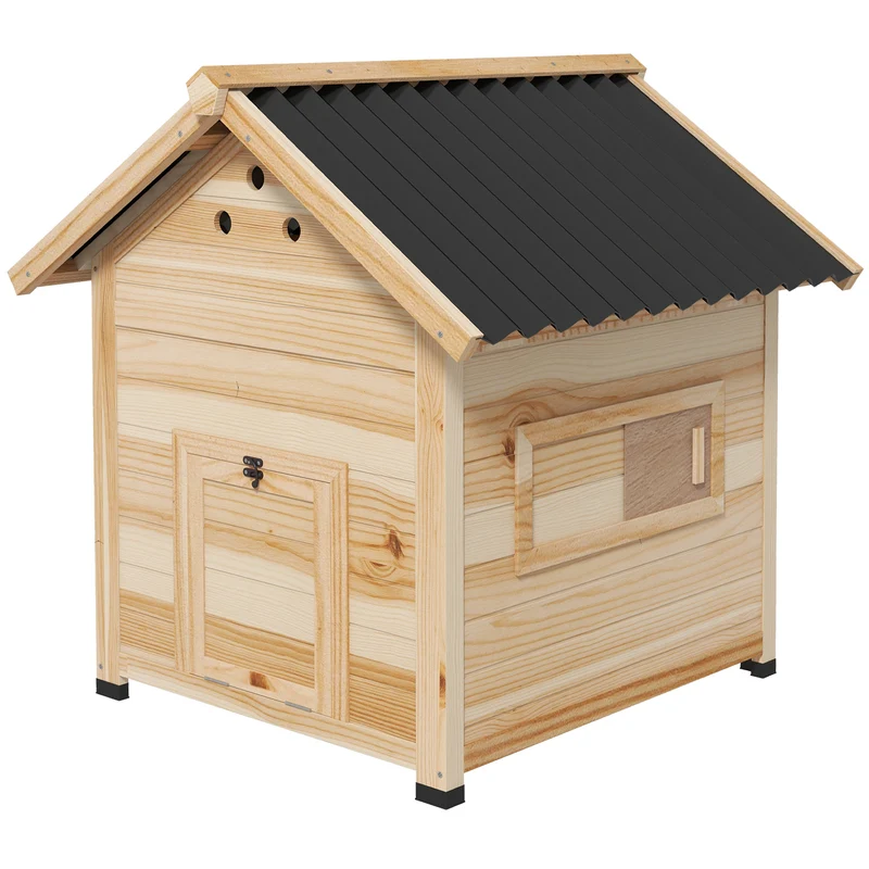 Poulailler pour canards 78 x 90 x 92 cm toit ouvrant ventilation optimale style rustique pour jardin en bois naturel 21_0007966