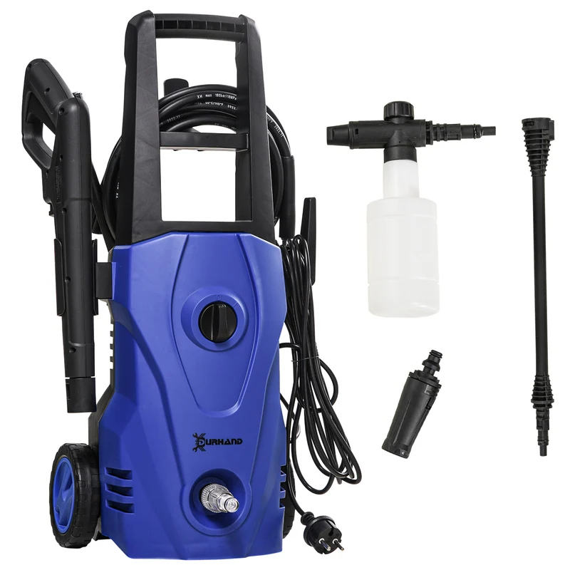Nettoyeur haute pression portable extérieur 23.5 x 27 x 68 cm 130 bars 432l/h compact pratique design moderne en PP bleu 21_0004312