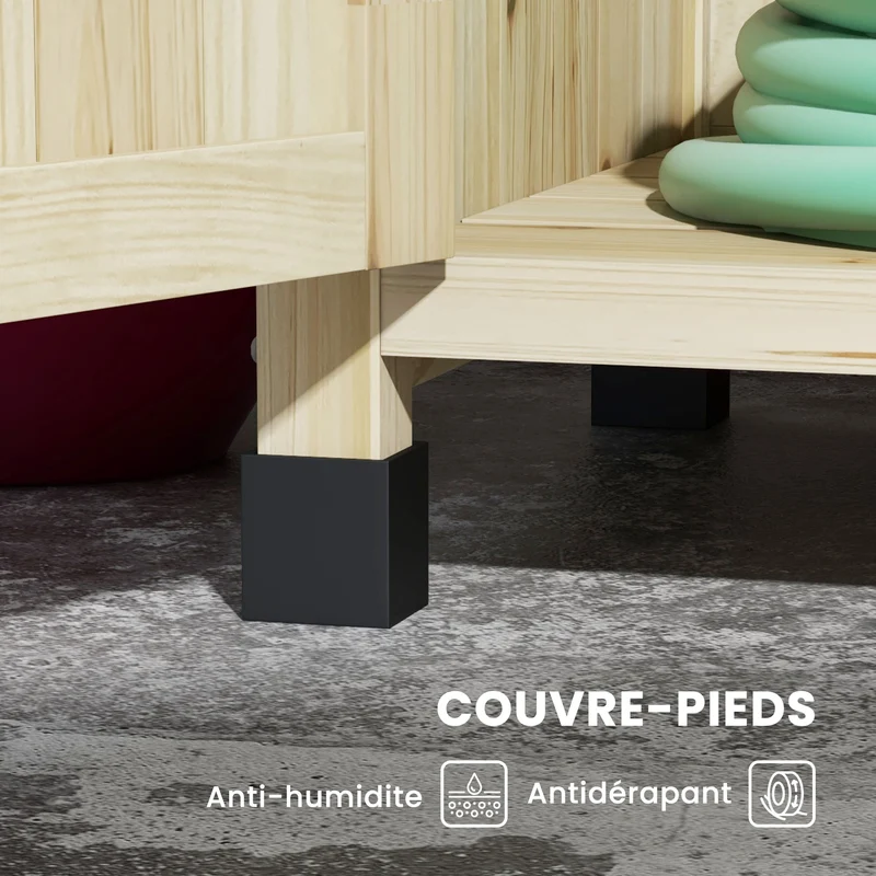 Table de rempotage de jardin 90,5 x 41 x 124,5 cm grand rangement patins antidérapants style rustique en bois naturel 21_0004335