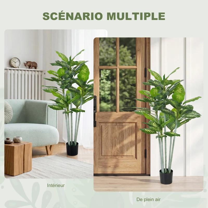Plante artificielle d'intérieur 150 x 17 x 14.5 cm feuillage réaliste sans entretien moderne salon en plastique vert 21_0001238