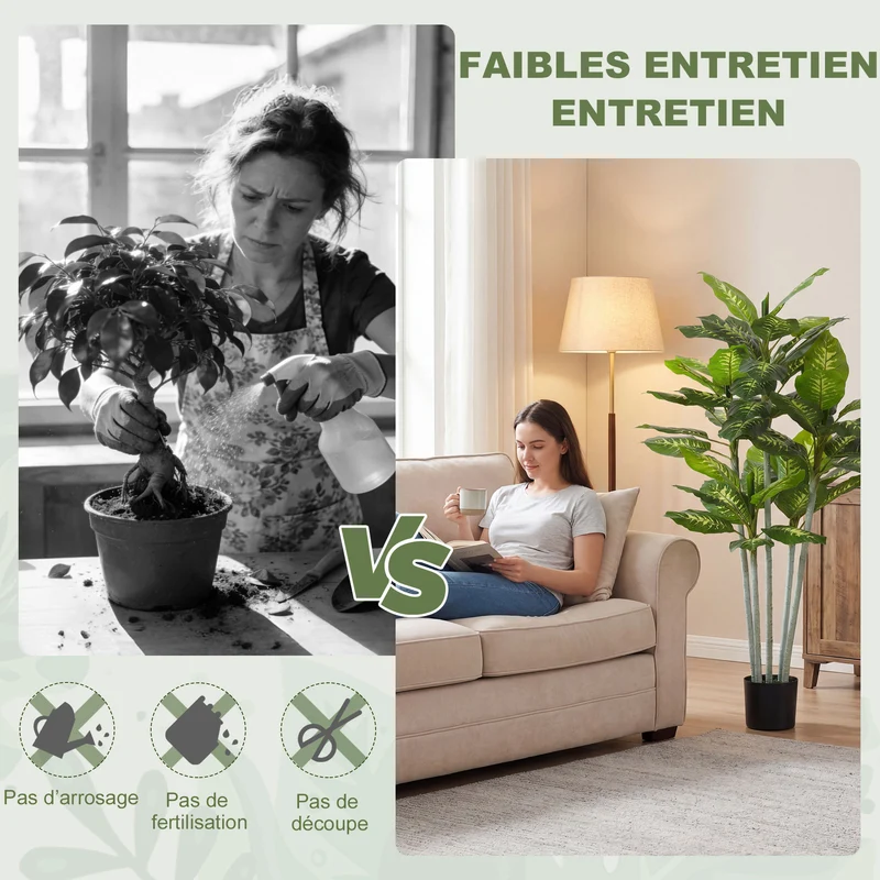 Plante artificielle d'intérieur 150 x 17 x 14.5 cm feuillage réaliste sans entretien moderne salon en plastique vert 21_0001238