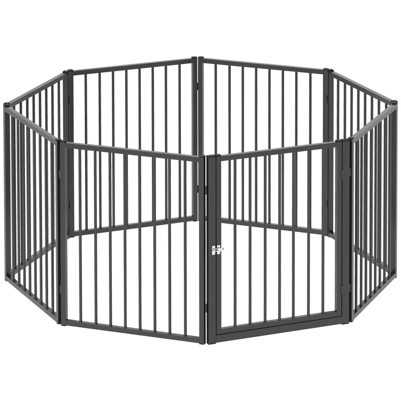 Parc pour chien modulable intérieur extérieur 240 x 120 x 76 cm portable pliable minimaliste scandinave en acier noir 21_0007467
