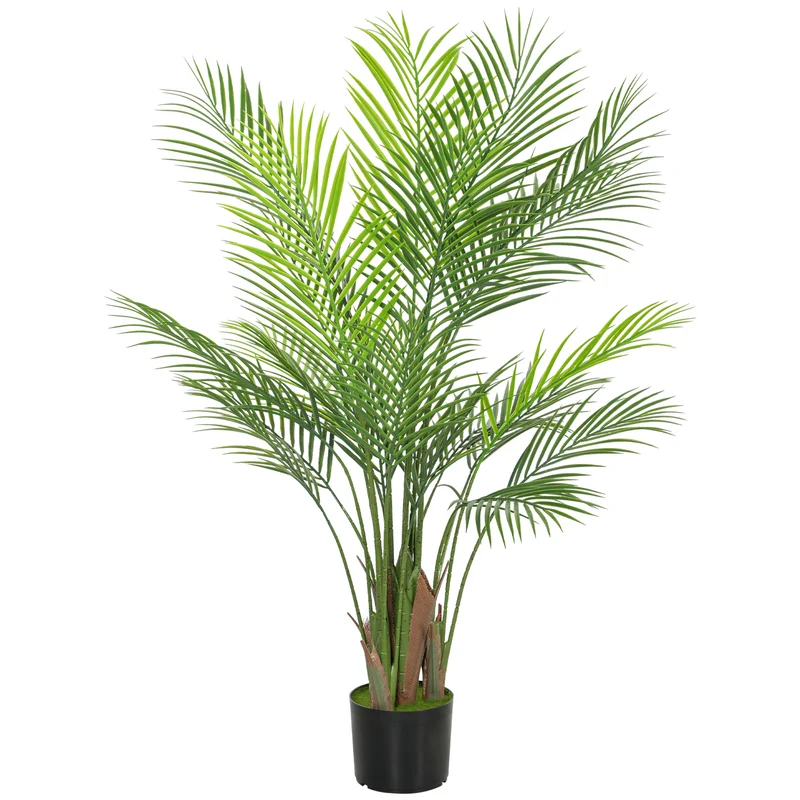 Plante artificielle intérieure palmier 17 x 17 x 120 cm sans entretien réalisme tendance décoratif en plastique vert 21_0001396