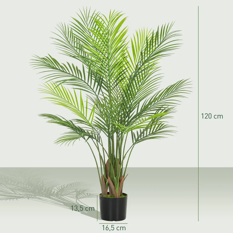 Plante artificielle intérieure palmier 17 x 17 x 120 cm sans entretien réalisme tendance décoratif en plastique vert 21_0001396
