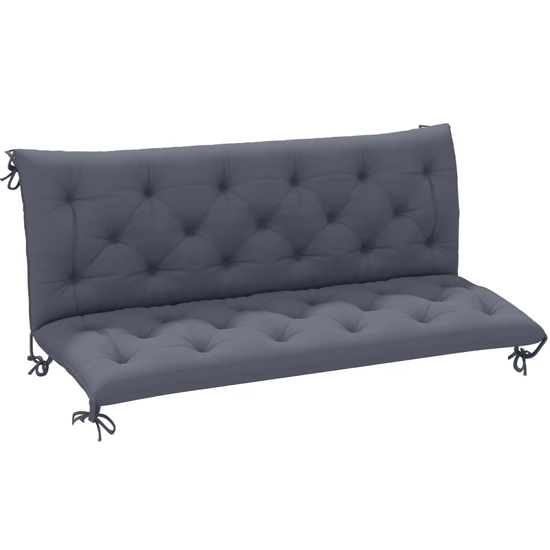 Coussin de banc assise dossier 150 x 98 x 8 cm grand confort assise capitonée classique jardin balcon en polyester gris 21_0004567