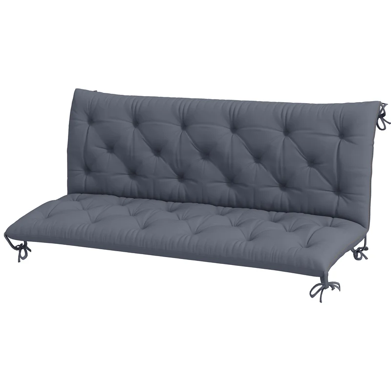 Coussin de banc assise dossier 150 x 98 x 8 cm grand confort assise capitonée classique jardin balcon en polyester gris 21_0004567