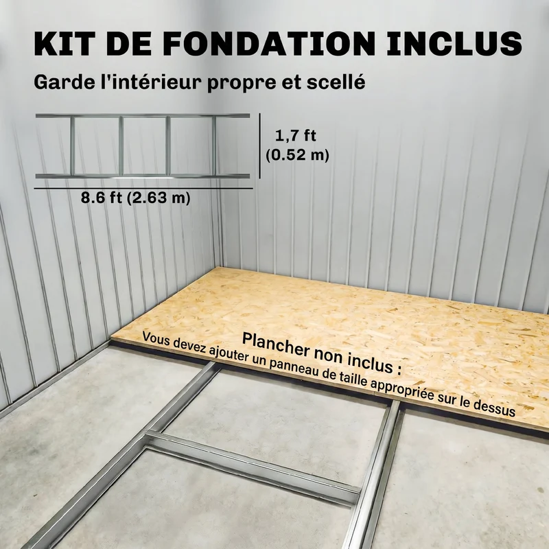 Abri de jardin 280 x 130 x 172 cm stockage outils gain de place 2 portes coulissantes moderne en acier galvanisé noir 21_0004038