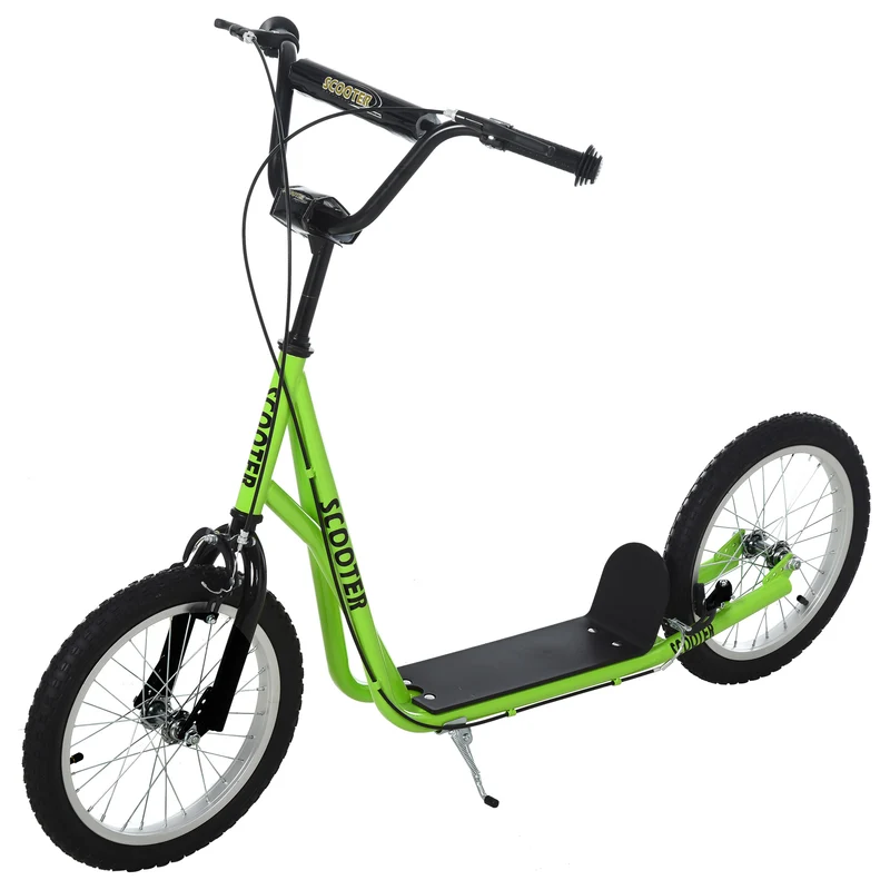 Trottinette enfant à partir de 5 ans 139 x 58 x 90-96 cm guidon réglable pneus à air moderne épuré ludique en acier vert 21_0000671
