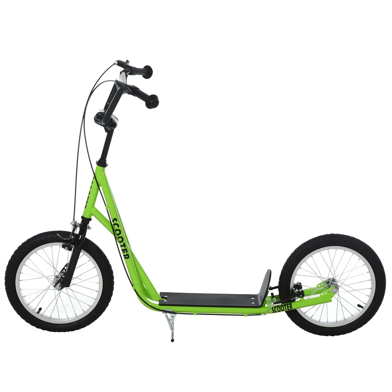 Trottinette enfant à partir de 5 ans 139 x 58 x 90-96 cm guidon réglable pneus à air moderne épuré ludique en acier vert 21_0000671