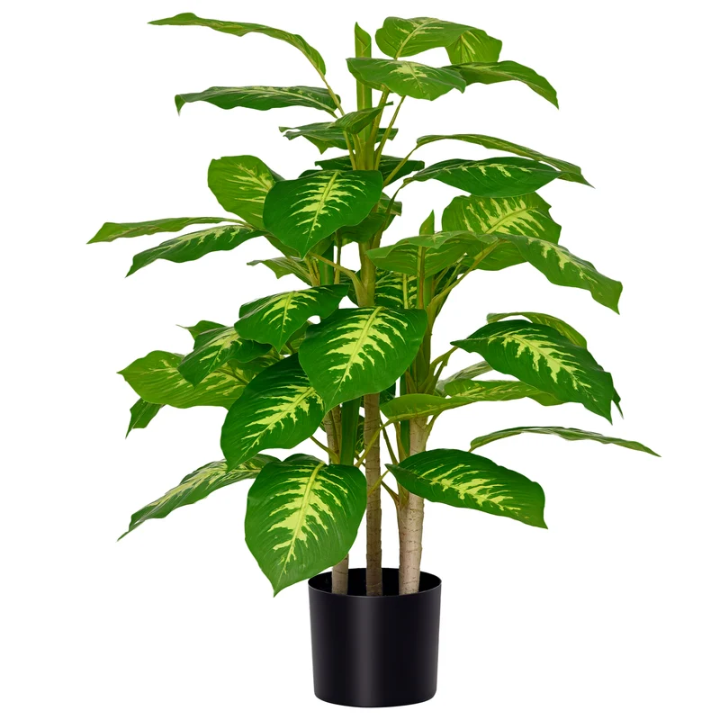 Plante artificielle calathea intérieur 17 x 17 x 95 cm feuillage réaliste sans entretien contemporain en plastique vert 21_0001236