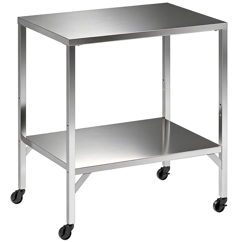 Desserte barbecue d'extérieur 85 x 60 x 92 cm plateau préparation roulettes freins design en acier inoxydable argenté 21_0004428