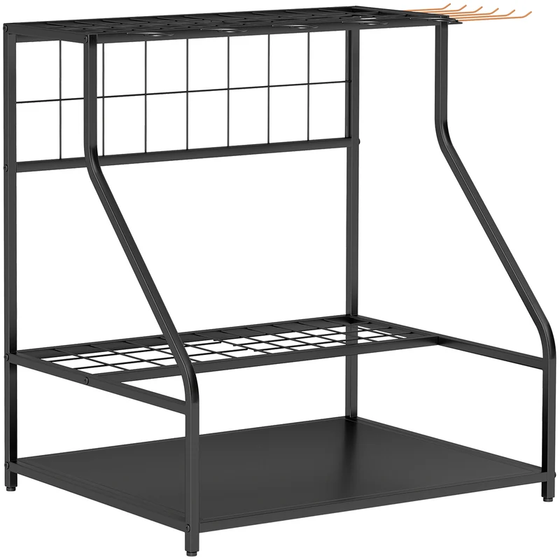 Organiseur d'outils de jardin 84 x 53 x 73 cm rangement 20 outils antirouille industriel contemporain en métal orange 21_0005540