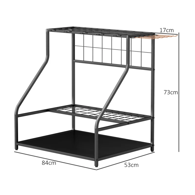 Organiseur d'outils de jardin 84 x 53 x 73 cm rangement 20 outils antirouille industriel contemporain en métal orange 21_0005540