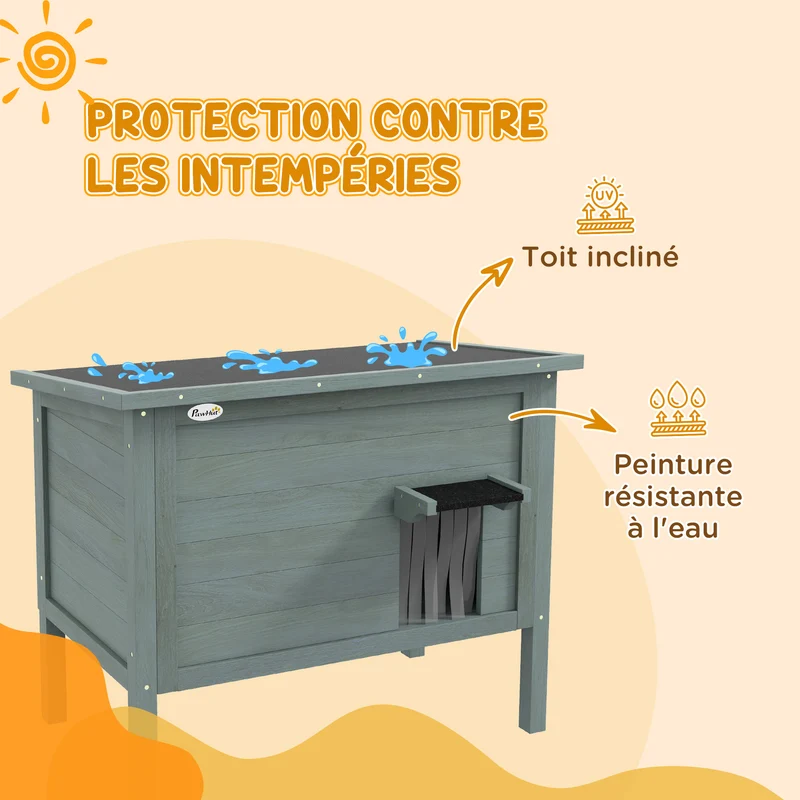 Maison pour chats niche d'extérieur 85 x 50 x 68.5 cm toit ouvrable isolation thermique rustique en bois gris foncé 21_0007710
