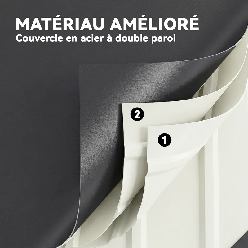 Coffre de rangement extérieur 120 x 61 x 62 cm 350 l serrure intégrée vérins à gaz contemporain en acier gris anthracite 21_0005736