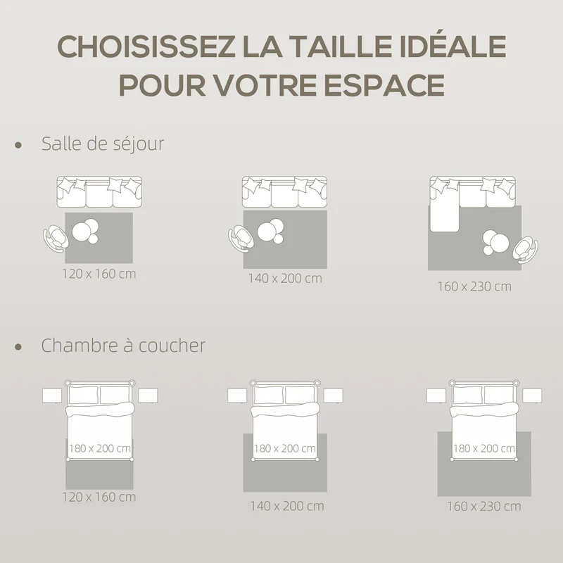 Tapis de salon 230 x 160 x 1,7 cm moelleux antidérapant bord renforcé moderne épuré ambiance cosy en polyester crème 21_0003687