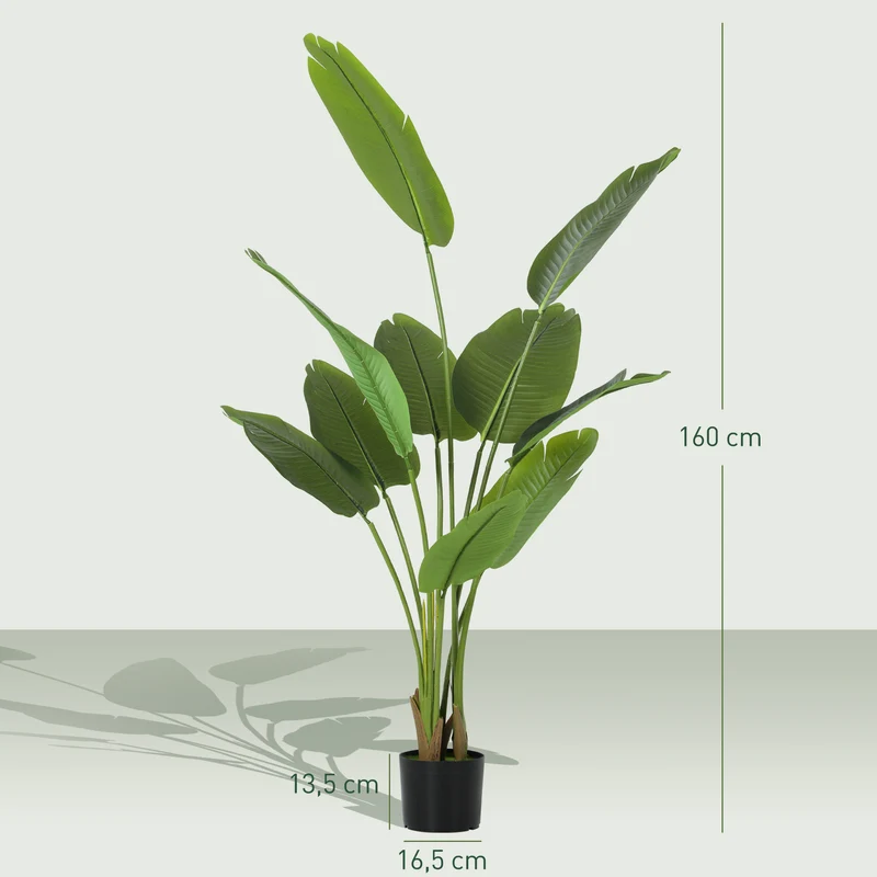 Plante artificielle oiseau de paradis intérieur 160 x 16,5 x 13,5 cm sans entretien stable contemporain en plastique vert 21_0001392