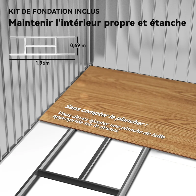 Abri de jardin remise outils 213 x 130 x 185 cm rangement ventilé porte coulissante style moderne en acier vert clair 21_0004031