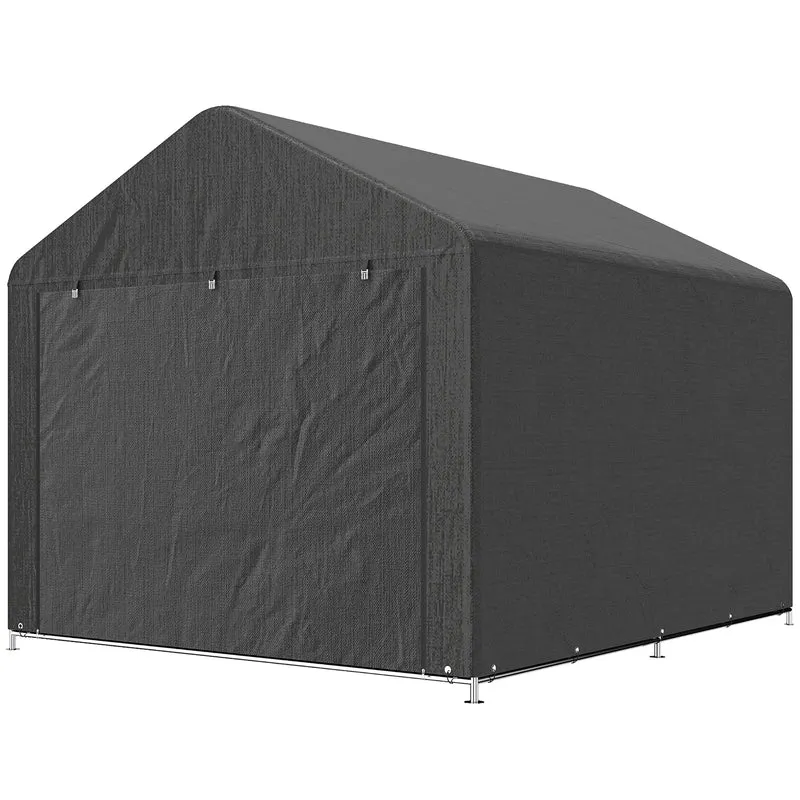 Abri de jardin rangement vélo 200 x 238 x 183 cm étanche porte zippée structure galvanisée design en métal gris foncé 21_0005619