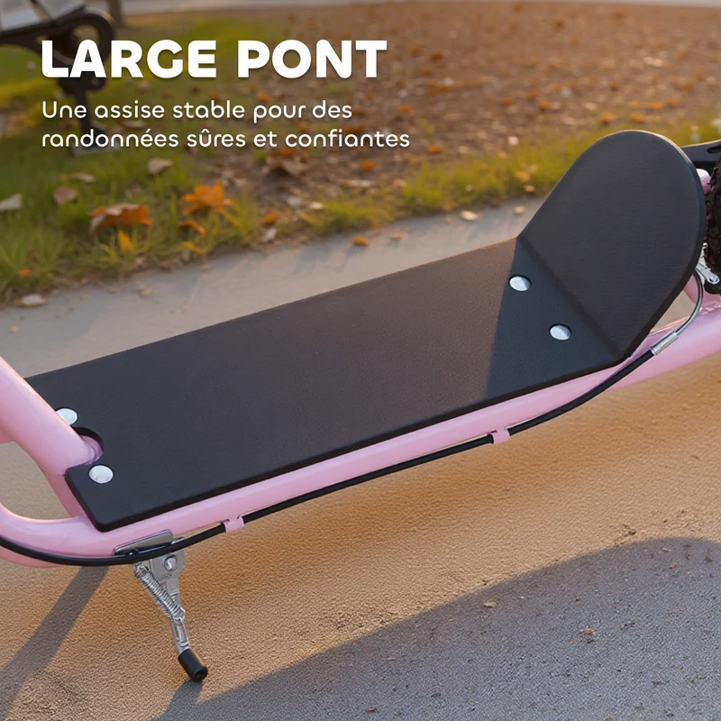 Trottinette enfant grandes roues 135 x 58 x 100 cm guidon réglable plateau antidérapant moderne scandinave en acier rose 21_0000680