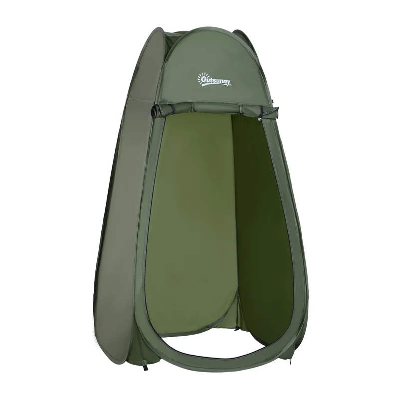 Tente de douche autoportante pliable 100 x 100 x 185 cm ouverture rapide sac compact moderne en polyester vert foncé 21_0006422