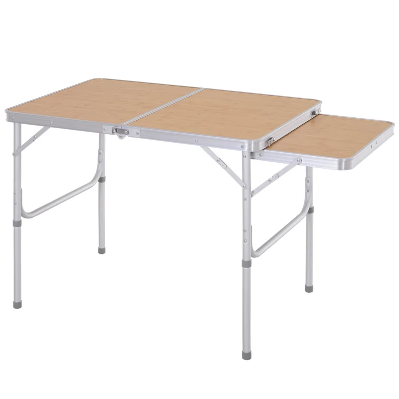 Table de camping pliante valise 90 x 60 x 40/70 cm transportable légère pour 4 personnes design scandinave en MDF bambou 21_0004629