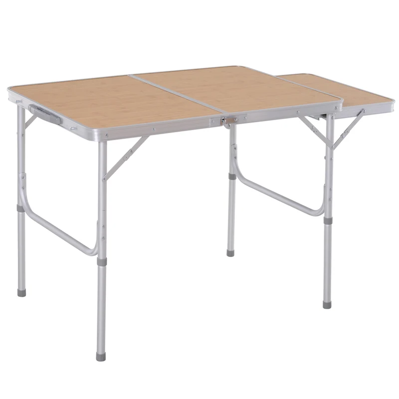 Table de camping pliante valise 90 x 60 x 40/70 cm transportable légère pour 4 personnes design scandinave en MDF bambou 21_0004629