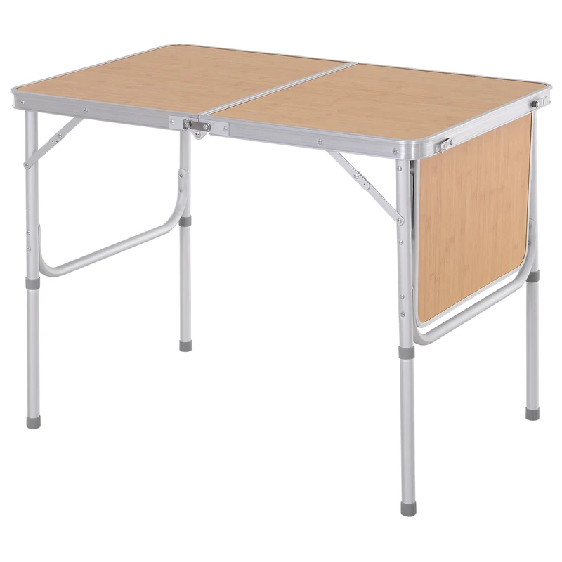 Table de camping pliante valise 90 x 60 x 40/70 cm transportable légère pour 4 personnes design scandinave en MDF bambou 21_0004629