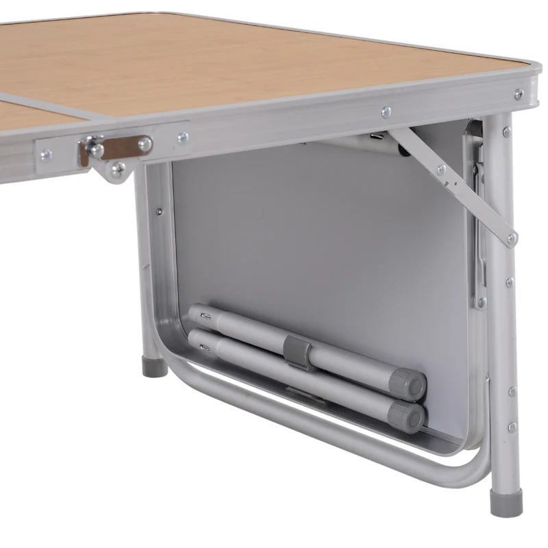 Table de camping pliante valise 90 x 60 x 40/70 cm transportable légère pour 4 personnes design scandinave en MDF bambou 21_0004629