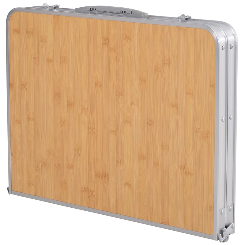 Table de camping pliante valise 90 x 60 x 40/70 cm transportable légère pour 4 personnes design scandinave en MDF bambou 21_0004629
