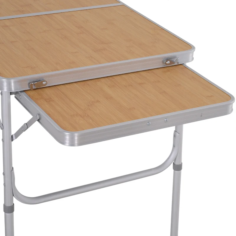 Table de camping pliante valise 90 x 60 x 40/70 cm transportable légère pour 4 personnes design scandinave en MDF bambou 21_0004629