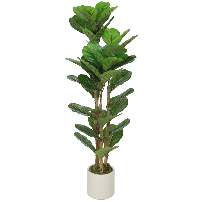 Plante artificielle figuier lyre intérieur 45 x 40 x 120 cm sans entretien feuillage réaliste scandinave en peva vert 21_0003717