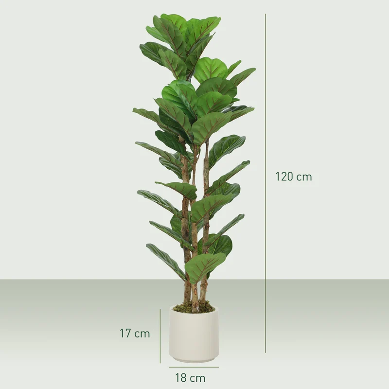 Plante artificielle figuier lyre intérieur 45 x 40 x 120 cm sans entretien feuillage réaliste scandinave en peva vert 21_0003717